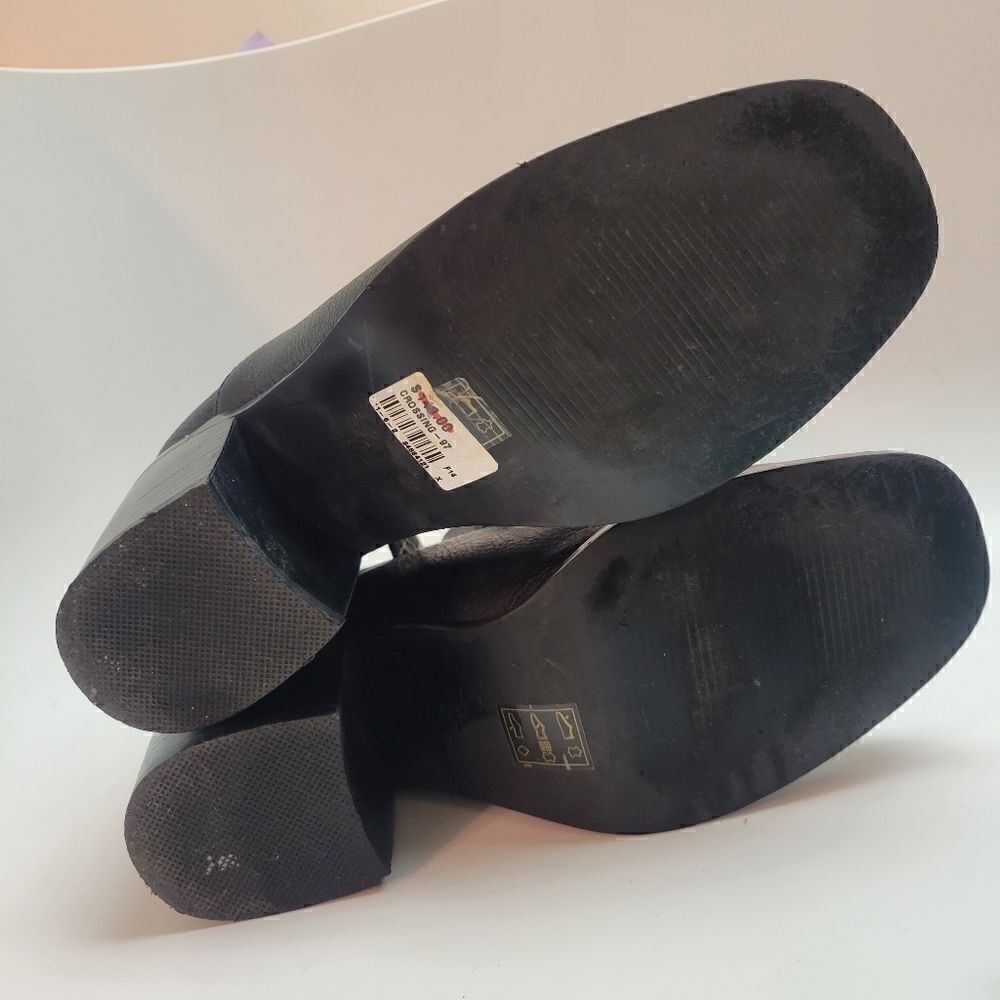 Shelly's London Reversible Adjustable Buckle Strap Block Heel Leather Booties - Picture 10 of 16
